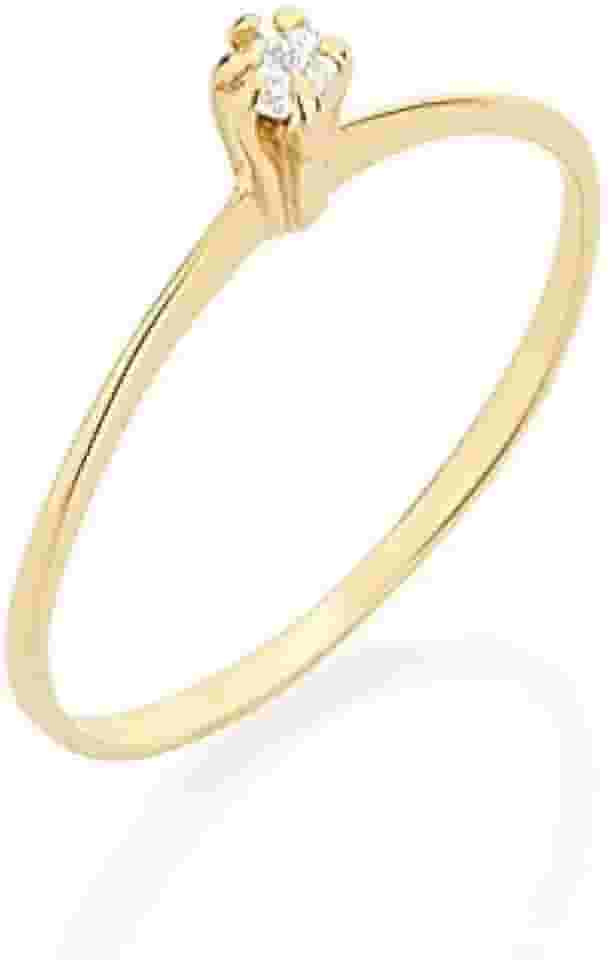 Anel solitário folheado a ouro com zircônia Rommanel (16, Zircônia)