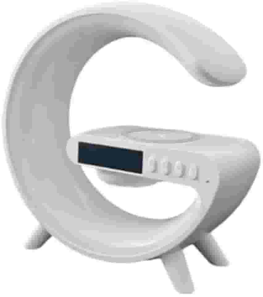 Luminária de mesa com carregador sem fio, alto-falante Bluetooth, despertador com função de simulação do nascer do sol (preto)