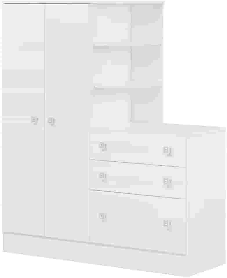 Guarda Roupa Roupeiro com Cômoda Doce Sonho Qmovi Branco