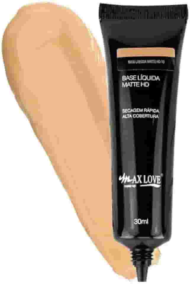 Base Líquida Matte HD Cor 20 Max Love - Cobertura Alta e Acabamento Matte