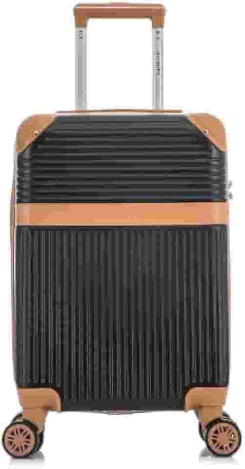 Mala de Viagem de Bordo Kabri 10kg Rígida ABS Padrão ANAC com 4 Rodas duplas 360º e Trava de segredo numérico, divisória interna com zíper e elástico de fixação, Preto, Santino - ABEV408P01