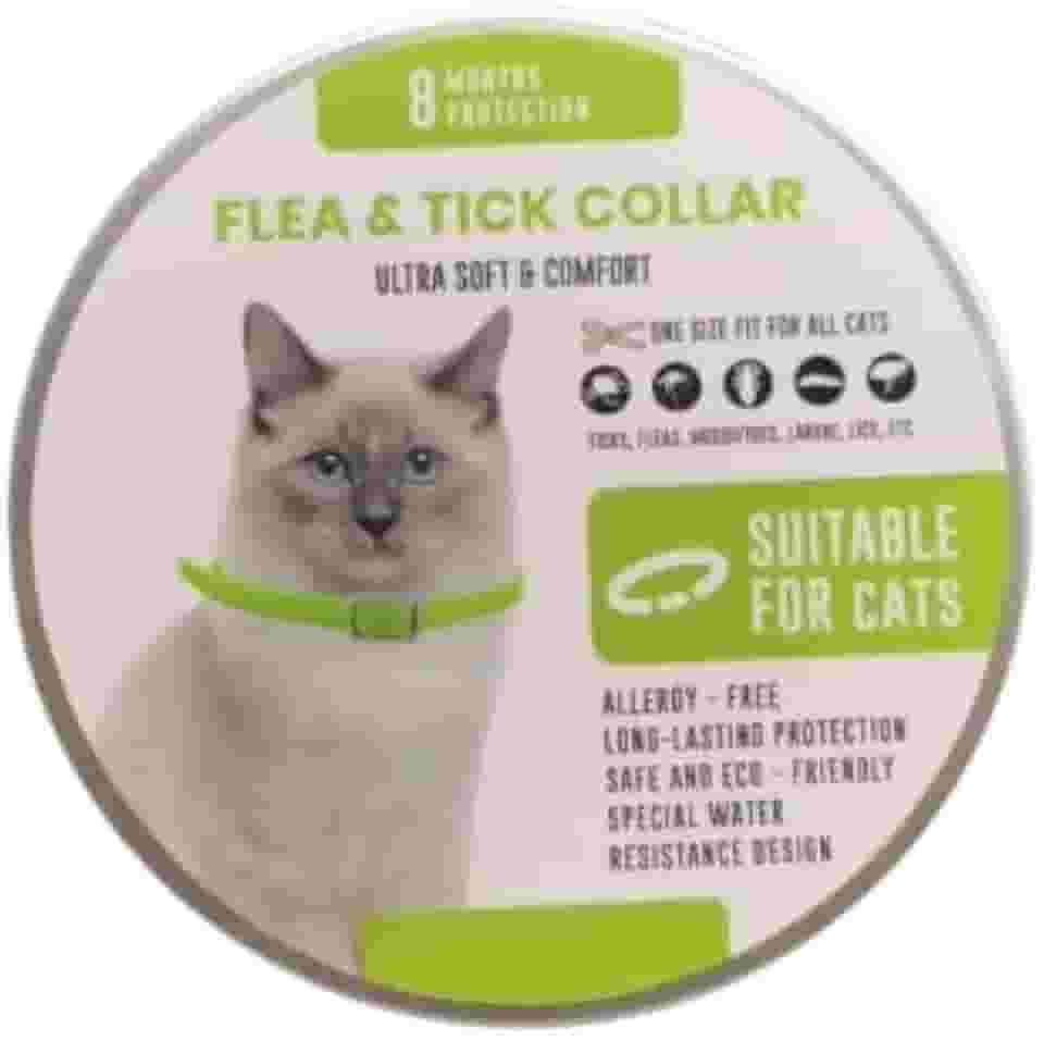 Coleira Antipulgas para Gatos Longa Duração Protege Contra Carrapatos, Mosquitos, Larvas, Pulgas e Piolhos Ultra Macio e Confortável 8 meses de Proteção