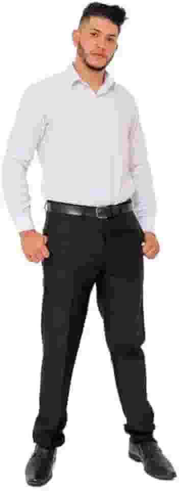 Calça Social Preto Calça de Terno com Fechamento de Colchete de Gancho e Zíper tecido Oxford