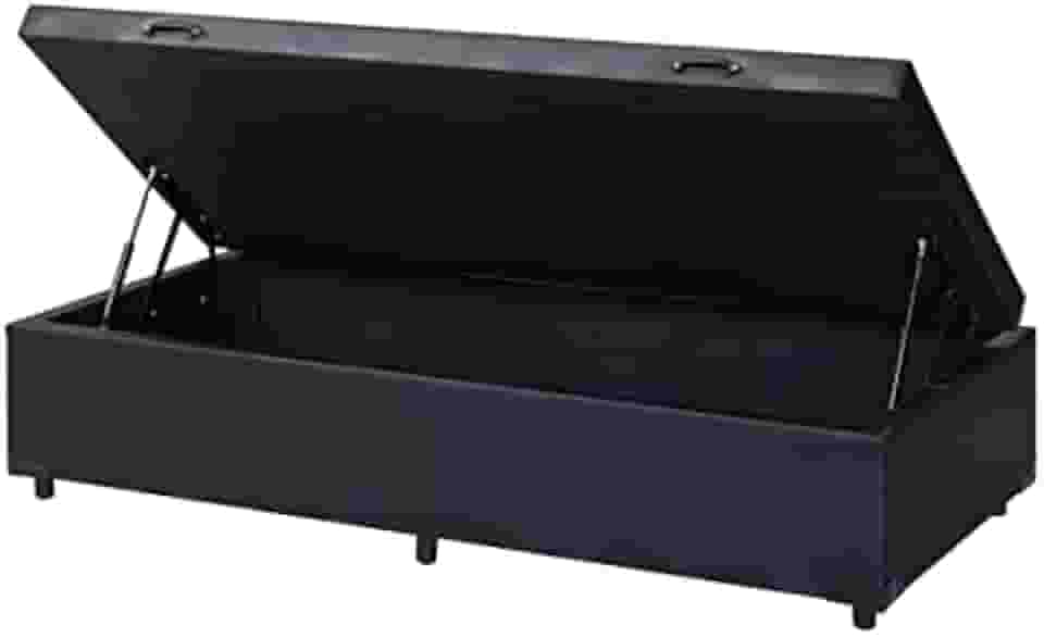 Cama Box Baú Solteirão King Blindado Sintético Preto 203X96X44 Cm