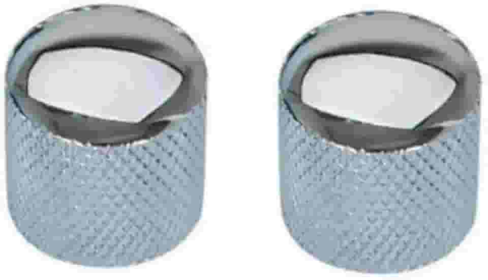 Knob Metal de Pressão para Guitarra Baixo Cromado Prata Kit Com 2