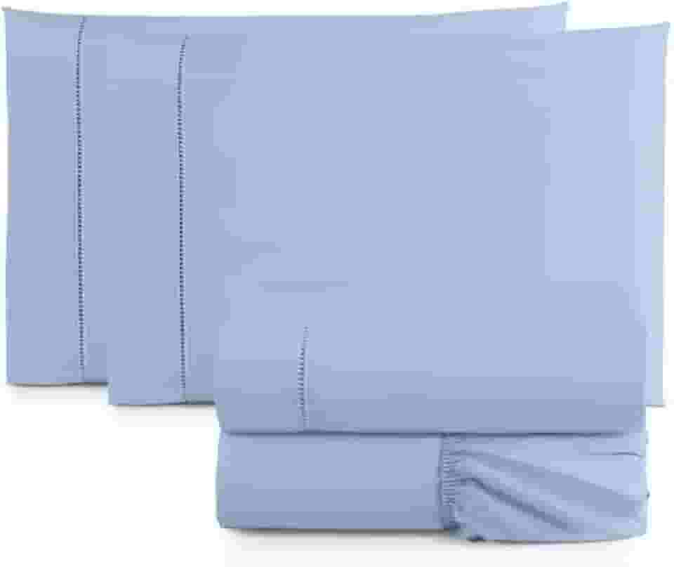 Jogo de Cama Casal Padrão Percal 400 Fios Ponto Palito 04 Peças, Antiácaro, Não faz bolinha Toque Extra Macio – Azul