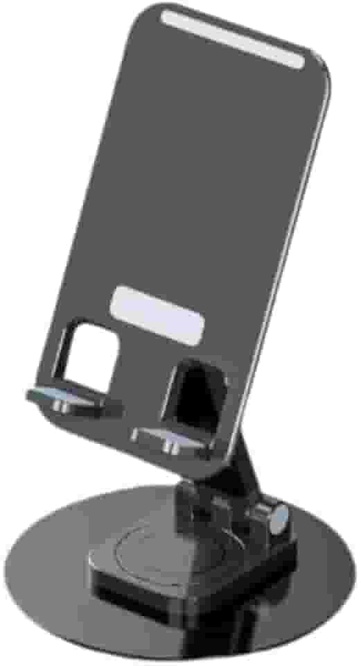 Suporte Ajustável Universal para Celular e Tablet, Base Antiderrapante, Dobrável 360°, Altura Regulável, Alumínio, Prata