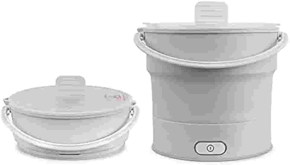 Maogear Mini panela elétrica dobrável, panela elétrica de 600 ml, panela elétrica portátil para ovos, vaporizador de água fervente para vapor, sopa, macarrão, ramen, aveia (branca)