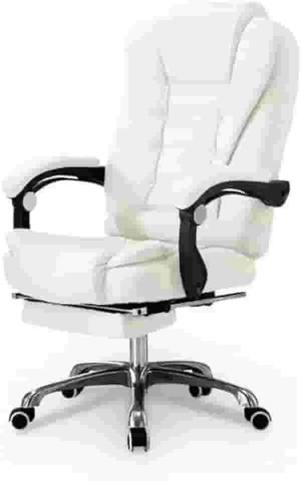 Cadeira De Escritório Giratória Reclinável Presidente Com Apoio para Pés Cor:Branca