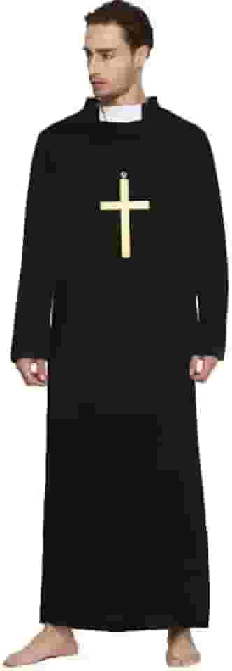 Fantasia Roupa Padre Adulto Festa Junina Halloween Com Crucifixo