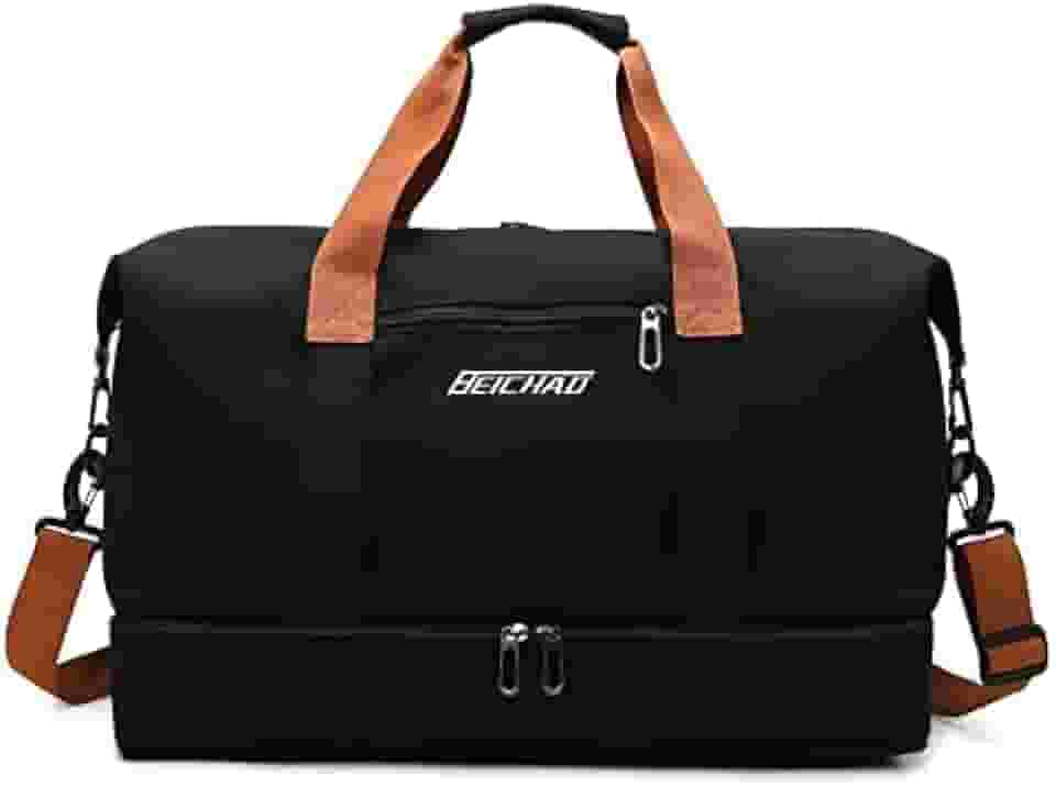 Bolsa de viagem portátil bolsa de bagagem de viagem de curta distância de grande capacidade leve separação seca e molhada bolsa de fitness esportiva (Preto)