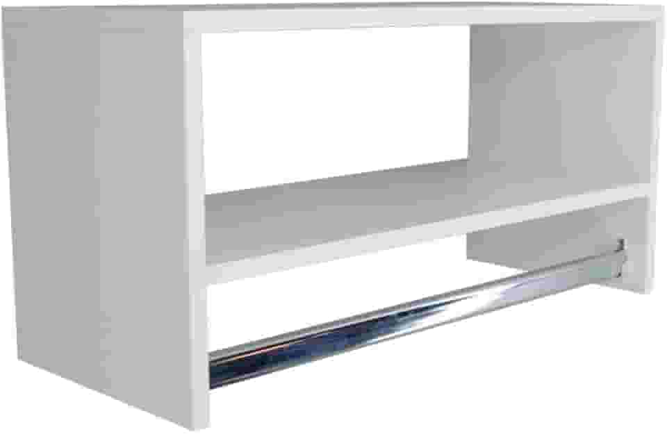 Cabideiro De Parede Arara Em Mdf Branco Com Nicho 60cm