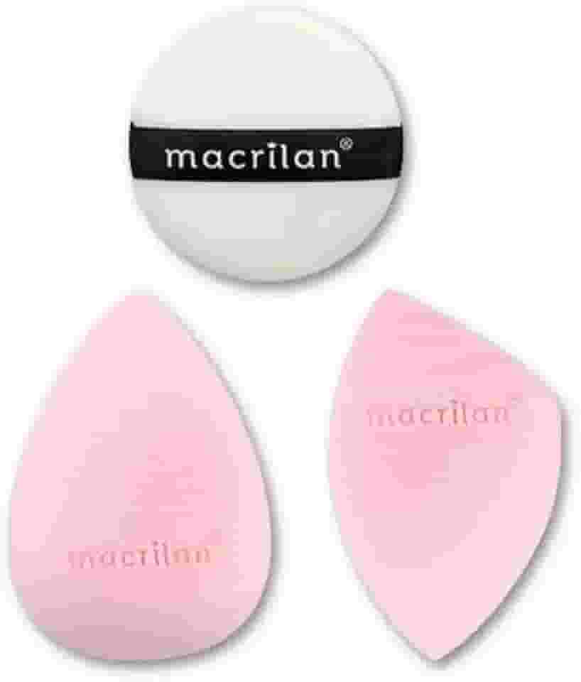 Esponja de Maquiagem Macrilan - Trio de Esponjas, Blender Macrilan, Cresce Molhada, Custo-Benefício, Acessórios Maquiagem