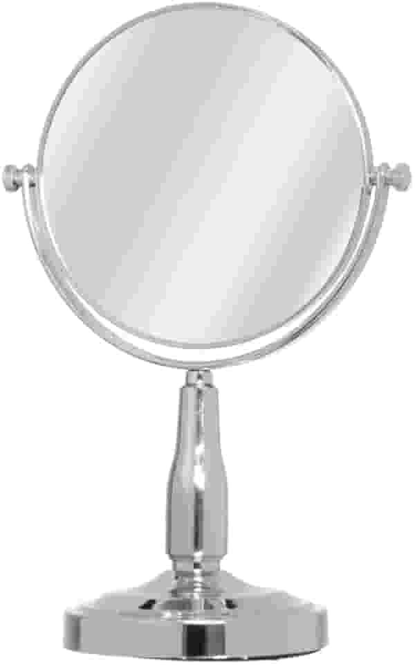 Espelho De Mesa Maquiagem Dupla-Face Aumenta 2x Gira 17cm