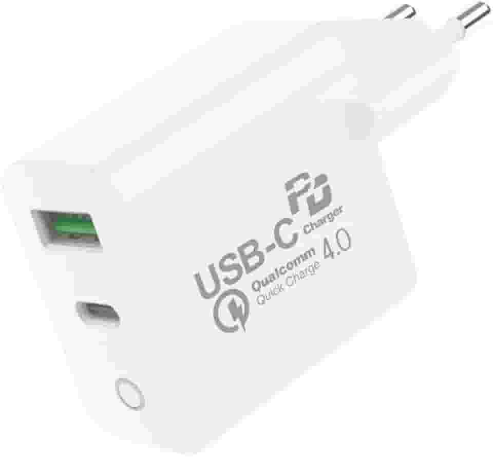 Gshield Carregador de Parede Universal Turbo Power Delivery QC 4.0 Carregamento Ultra Rápido com 1 Saída Tipo C + 1 USB A, Certificado Anatel, Branco (20W)