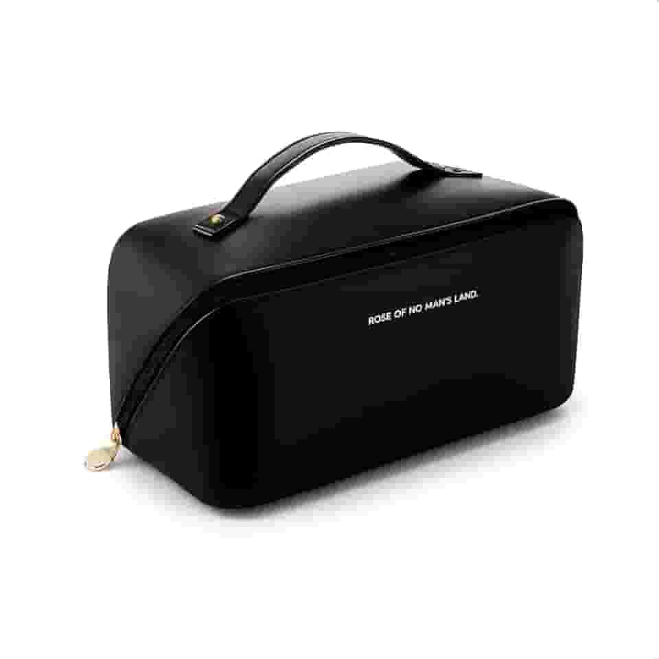 Necessaire Feminina Organizador De Maquiagem E Cosméticos Bolsa Impermeável De Viagem Estilo Blogueira Luxo PVC Lavável E Espaçosa (PRETO)