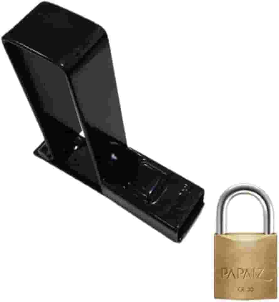 Trava Porta Cadeado Para Portão Nº8 Com Cadeado Papaiz Cor Preto