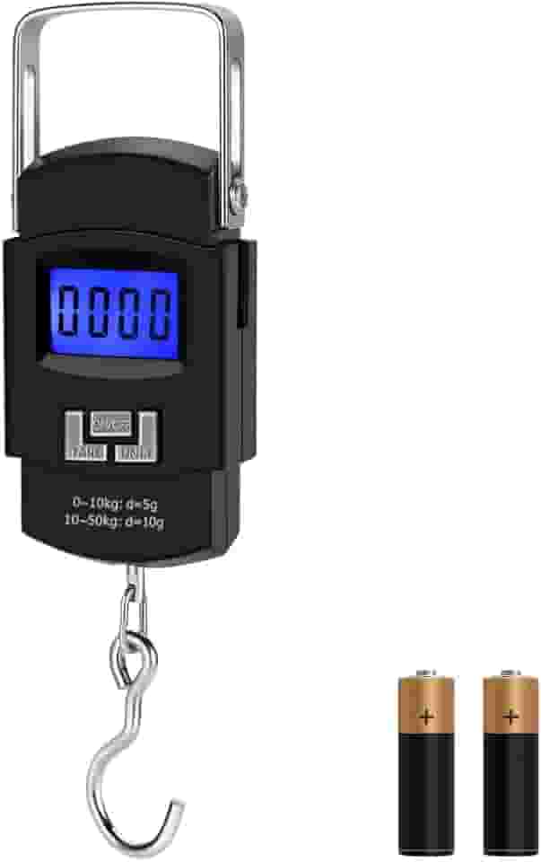 Balança Digital Portátil Bagagem Pilhas Inclusas Capacidade 50KG LCD Prática Alça Reforçada em Aço Ideal Aeroportos Viagens Malas Bolsas Sacolas Pescaria