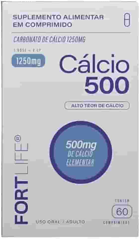 Cálcio 500 (Carbonato de cálcio 1250mg) Suplemento Mineral para Ossos Fortes 60 Cápsulas