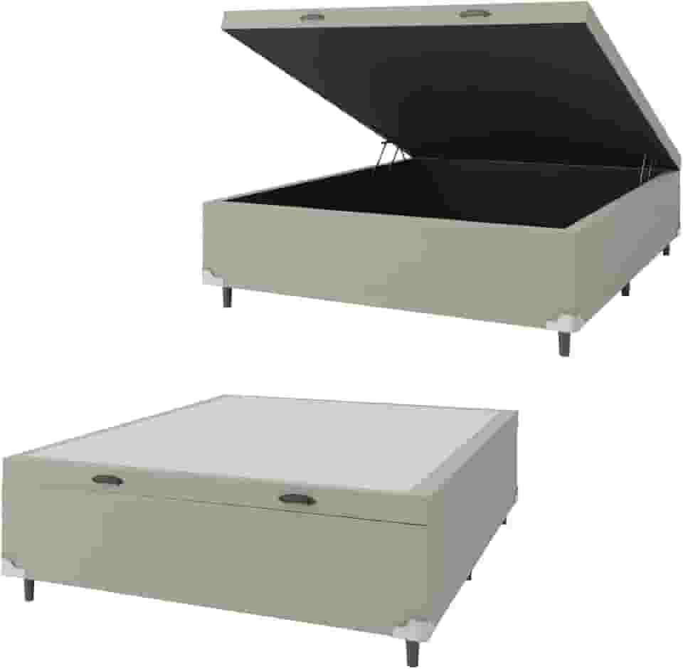 Base Cama Box Baú Casal 138x188x41cm Bege Suede Veludo Prince