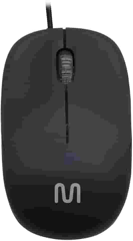 Mouse com Fio Multi MID USB 1200 DPI com 3 Botões, Design Ergonômico e Textura Fosca – Preto MO255
