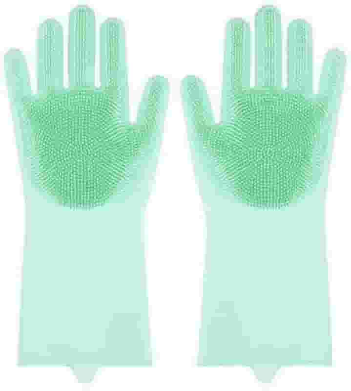 Luvas de Silicone Mágicas para Limpeza, Multifuncionais, Rosa, Resistentes ao Calor, com Cerdas de Silicone, Ideal para Cozinha, Banheiro e Lavagem de Carro, 1 Par