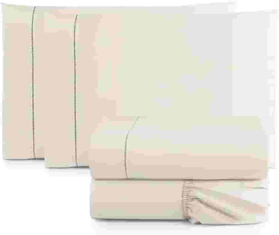 Jogo de Cama Casal Queen Percal 400 Fios Ponto Palito 04 Peças, Antiácaro, Não faz bolinha Toque Extra Macio (Palha)