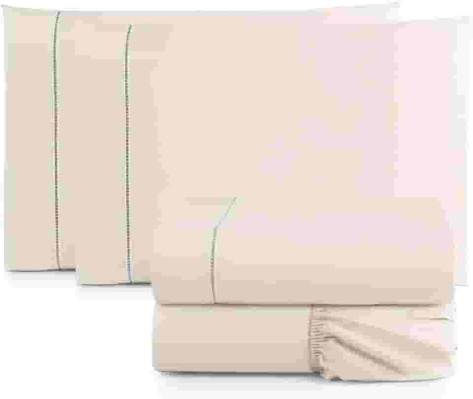 Jogo de Cama Casal Queen Percal 400 Fios Ponto Palito 04 Peças, Antiácaro, Não faz bolinha Toque Extra Macio (Palha)