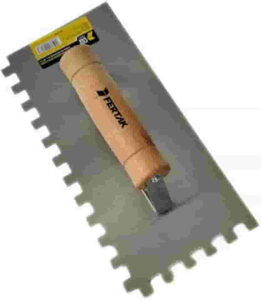 Desempenadeira de Aço Cabo Madeira Fechado 12x25cm Dentada Fertak