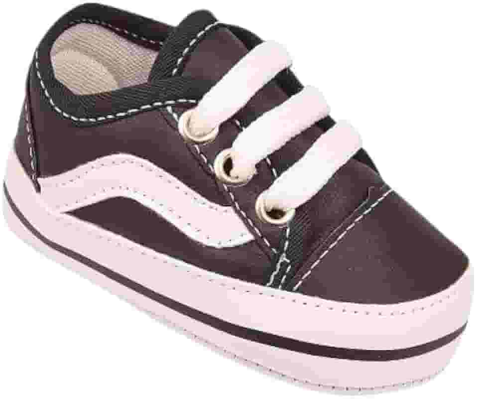 Tênis Bebê Mania Preto Branco Cadarço