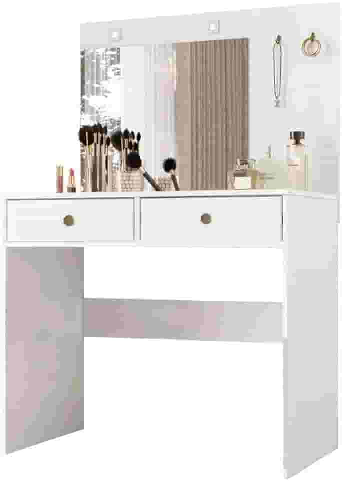 Penteadeira com Espelho Camarim LED 2 Gavetas Ideal Moval Branco
