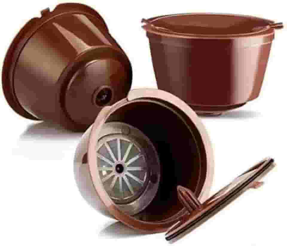 Cápsulas Reutilizável Regarregável Kit com 3 - Compatível para Cafeteiras Dolce Gusto - Filtro de café reaproveitável + Colher de Medida + Pincel de Limpeza, para uso Máquina de Café Dolce Gusto