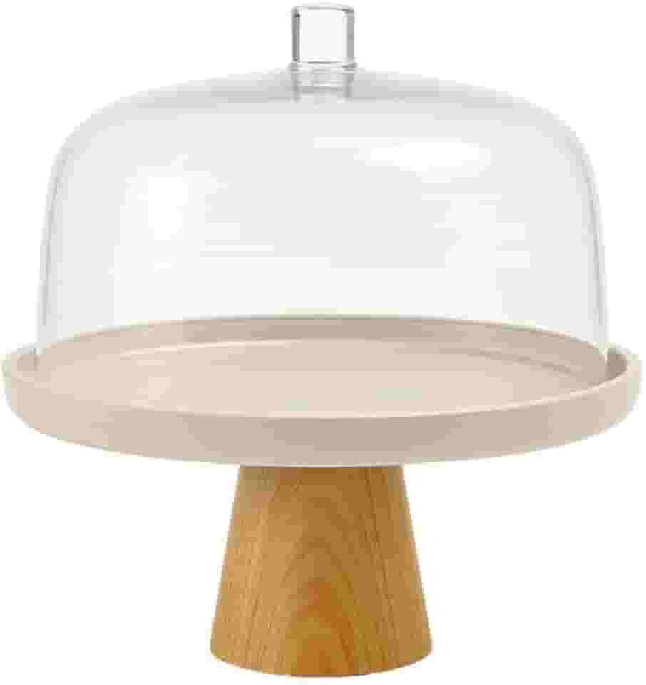 Ou Boleira com Pé e Cúpula 25cm Bege Linha Lume