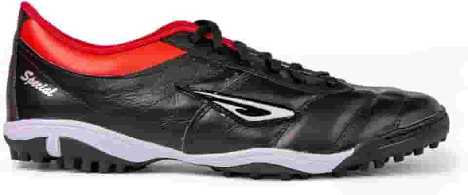 Chuteira Society em Couro Diavolo Special II Preto/Vermelho