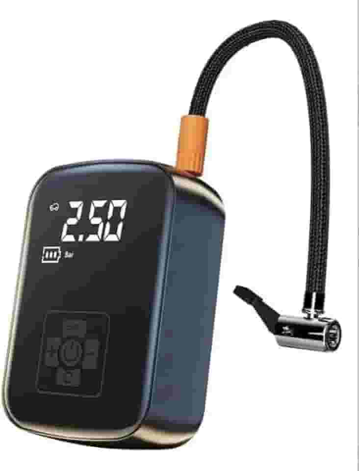 Compressor de Ar Portatil, Calibrador de Pneus Portatil, Bomba de Encher com Display Digital, Pré-sets de Pressão, Power Bank 6000mAh para Carros/Motos/Bicicletas e Bolas