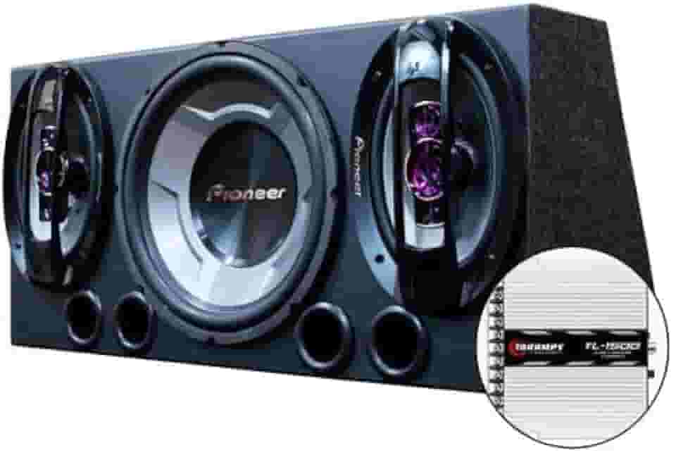 Caixa Trio Completa Montada 750w Subwoofer Pioneer + Taramps
