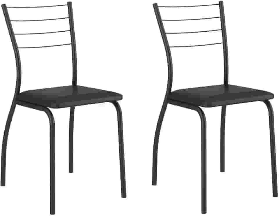 Conjunto 2 Cadeiras Tubo Preto Napa Preta Carraro