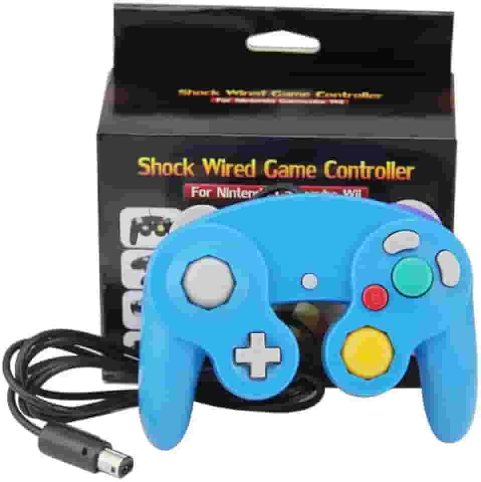 TechBrasil Controle Game Cube Nintendo Wii/U Switch Computador Azul