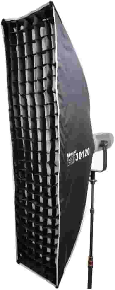Triopo Softbox Retangular 30x120cm com Grid, Montagem Bowens, Sistema de Montagem Rápida