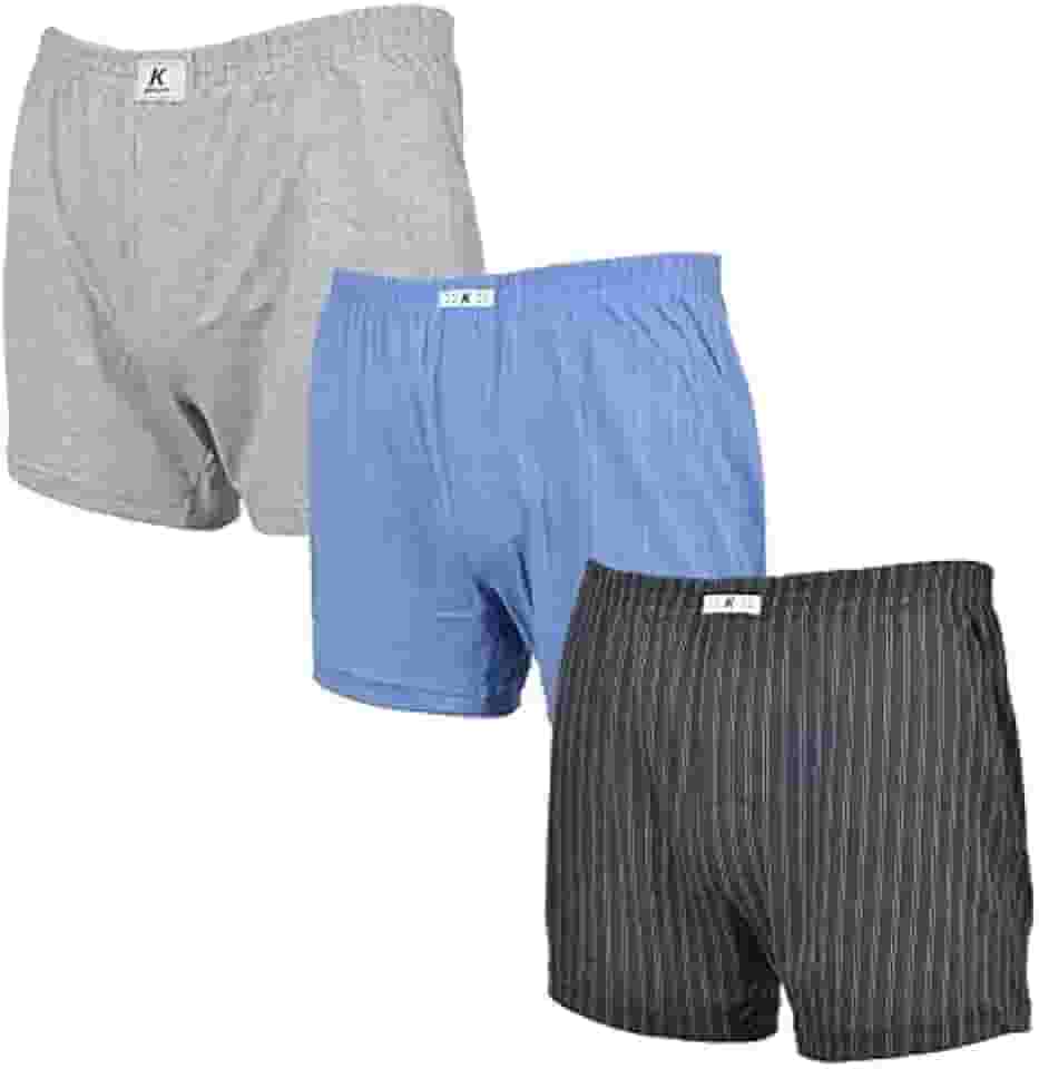 Kit 3 Cuecas Samba Canção Listrada com abertura frontal malha mista algodão e poliéster Keeper (GG (50/52))