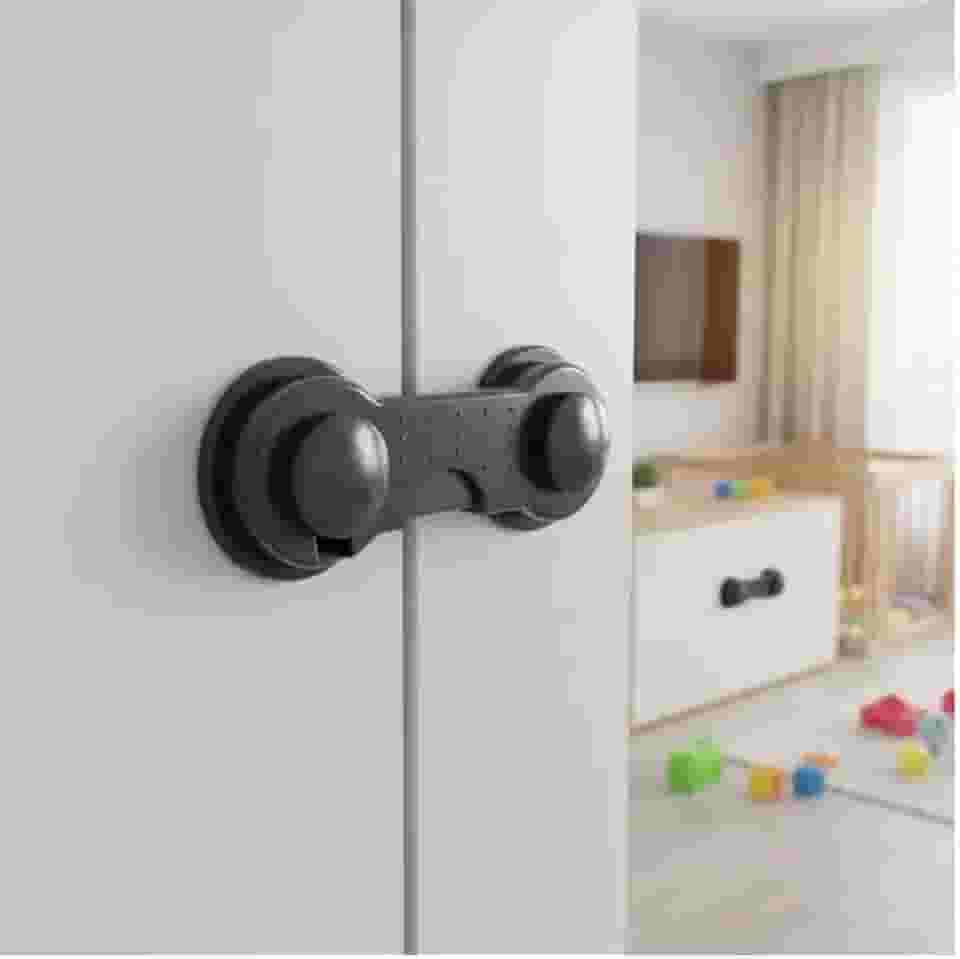 Kit 6 Travas Porta Gaveta Geladeira Preto Adesivo 3M