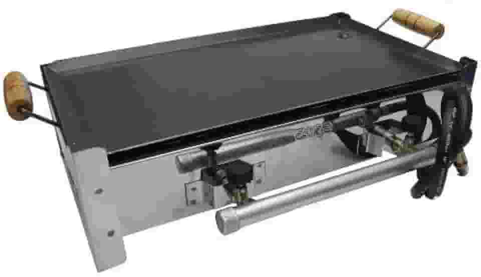 Fogão Camping 2 Bocas Alta Pressão Inox C/Chapa