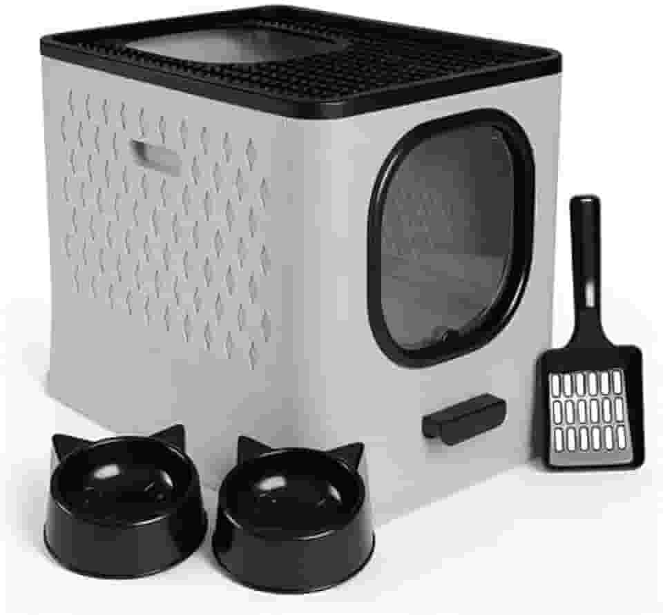 Caixa De Areia Fechada Sandbox Premium Cinza Para Gatos Jelplast Completa