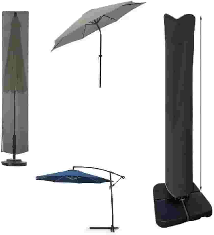 Capa Protetora para Ombrelone com Zíper, Impermeável, Nylon Poliéster, Preta para Ombrelones Centrais, Laterais e Grandes