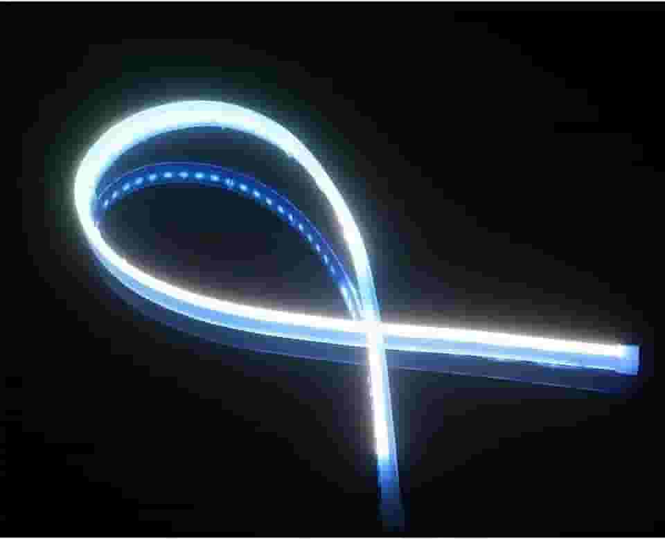 Kit 2 Peças Fita LED 60 cm DRL Flexível para Farol e Seta - Luz Dinâmica 3000K 6000K para Carro (Azul Gelo (1 par))