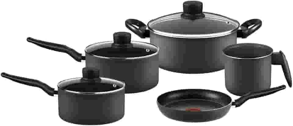 Jogo de Panelas Rochedo Robusta 5 Peças, Grafite, com Antiaderente Resist 3X, reforçado com Partículas Minerais, Alta Espessura, Base Limpa Fácil e Thermo-Sinal