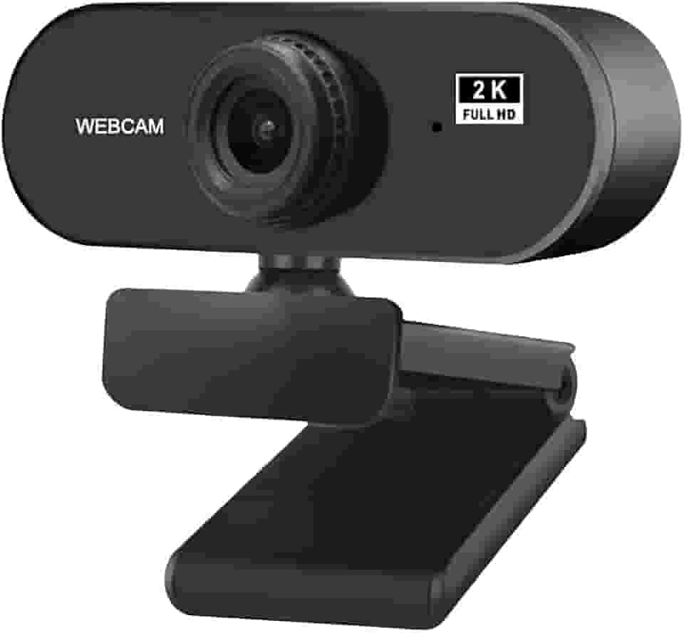 Webcam Autofoco Full HD 2K, Microfone Integrado, para Home Office e Streaming, Preto