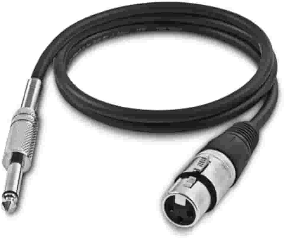 Cabo de Microfone Profissional, P10 para XLR Fêmea, 3 Metros, Preto MCB014