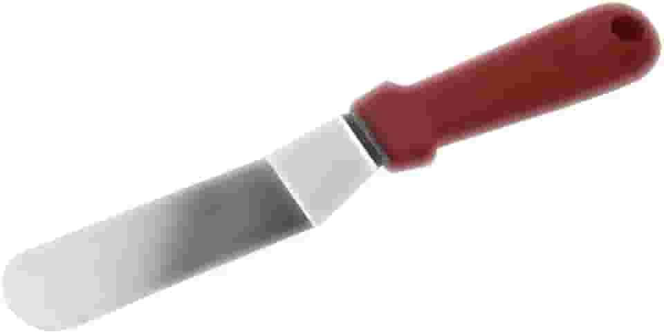 Mimo Style Espátula Curva de Confeitar, Ideal Para Uniformizar Recheios e Alisar Coberturas, Suporta Altas e Baixas Temperaturas, Material de Aço Inox Com Cabo em Polipropileno na Cor Vermelho