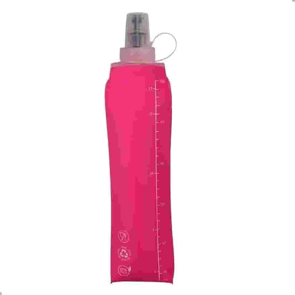 Garrafa Dobrável Soft Flash 500ml Squeeze Bico Anti Vazamento Corrida Bike Ciclismo Hidratação Reutilizável Livre de Bpa Tampa de Proteção Contra Sujeiras Todos Os Esportes (Rosa)